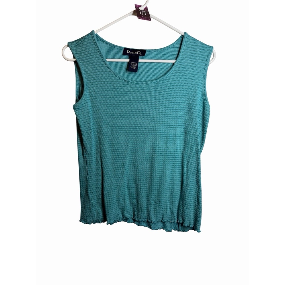 Denim & CO womens blue wide strap sleeveless tank top shirt size medium